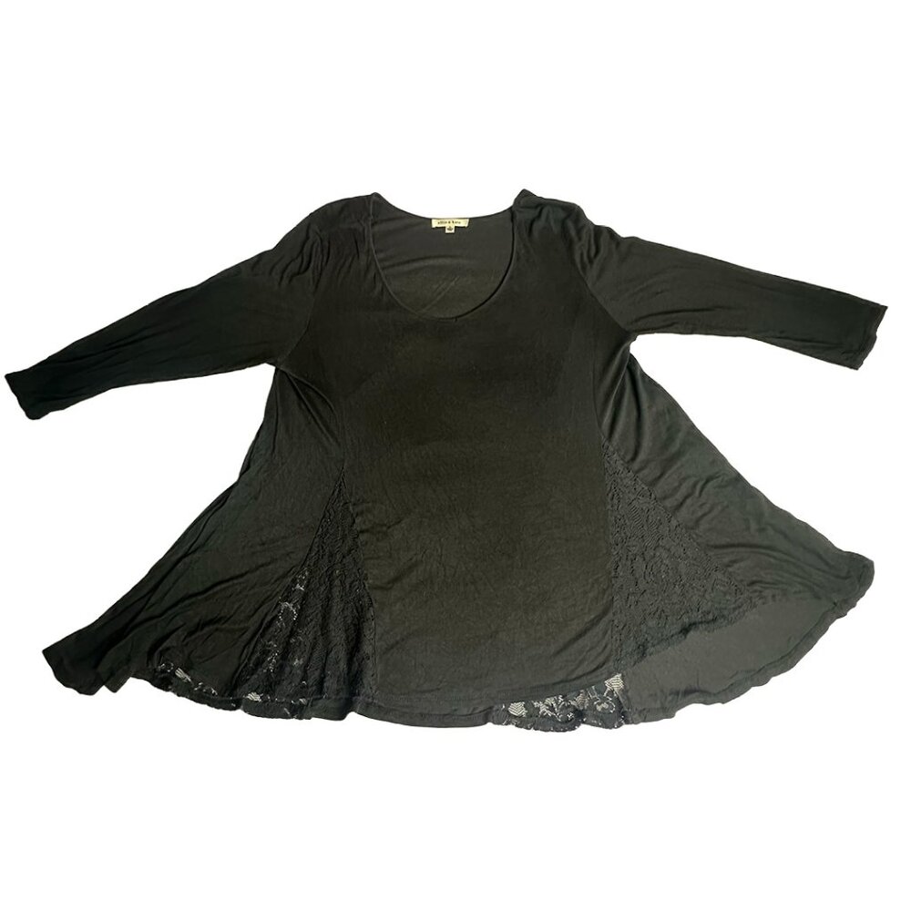 Ellie & Kate Women's XL Black Lace Boho Top